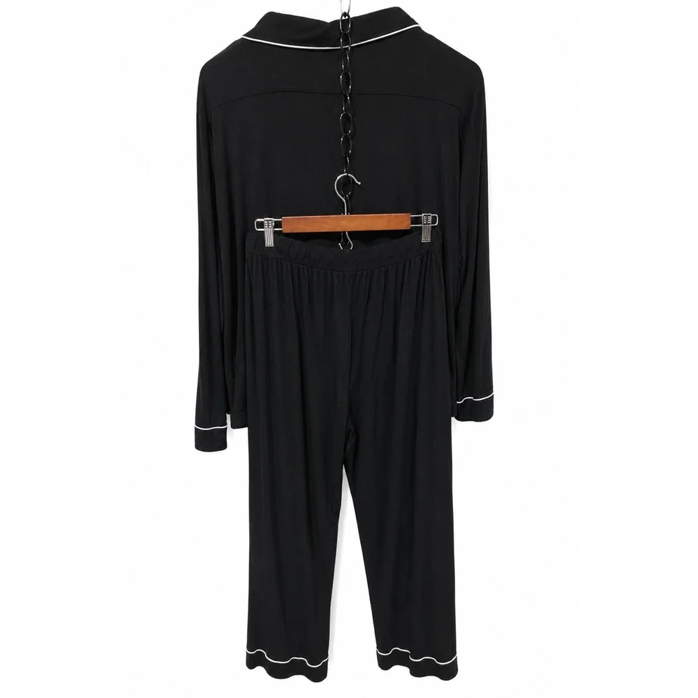 Cozy Earth Women's Extra Large Black Bamboo Pajama Set Quiet Luxury Lounge